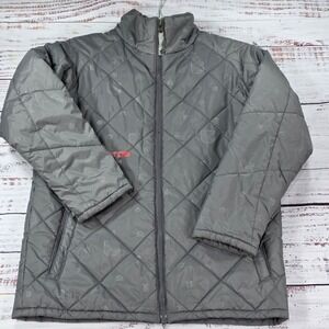 Burton Quilted Puffer Jacket Kids Size L 10/12 Gray Good Pixel Graphic Zip Up